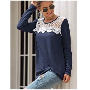 Twist Knot Waffle Knit Lace Insert Sweater